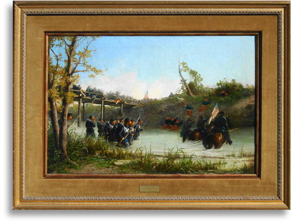 Civil War painting titled Watching the Shot by Winslow Homer